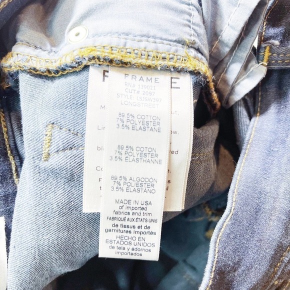 Frame Le Skinny de Jeanne Longstreet Dark Denim Fringe Hem SZ26 - Picture 4 of 8